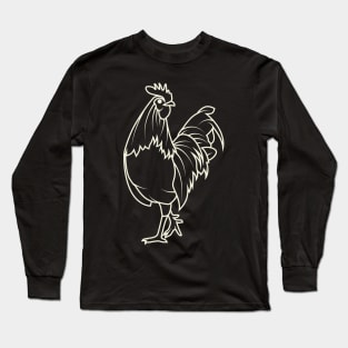 Aesthetic Lineart Rooster Long Sleeve T-Shirt